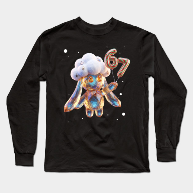 Crystal Snow-Puff Creature with Festive 67 Balloons Long Sleeve T-Shirt by Creatifly Graphic Tees