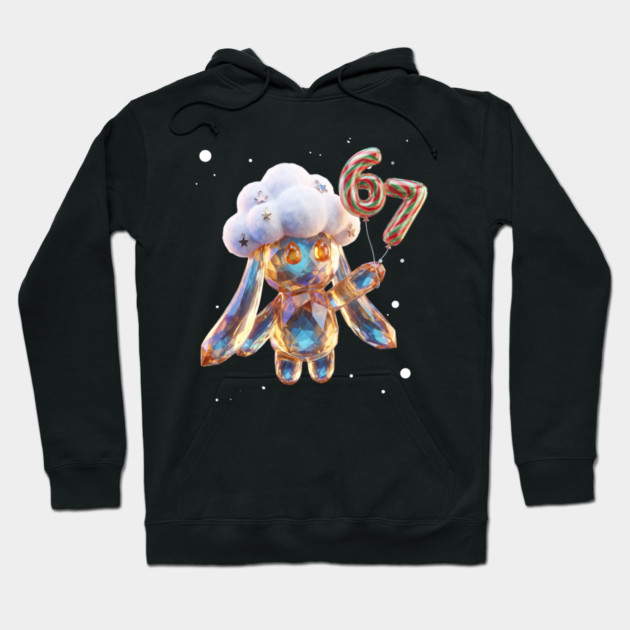 Crystal Snow-Puff Creature with Festive 67 Balloons Hoodie by Creatifly Graphic Tees