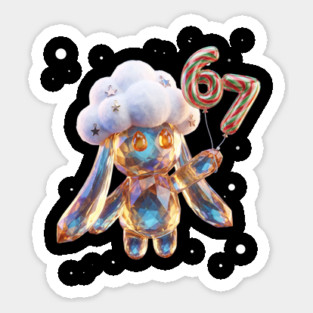 Crystal Snow-Puff Creature with Festive 67 Balloons Sticker