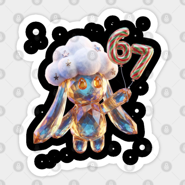 Crystal Snow-Puff Creature with Festive 67 Balloons Sticker by Creatifly Graphic Tees