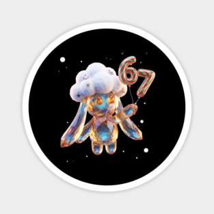 Crystal Snow-Puff Creature with Festive 67 Balloons Magnet