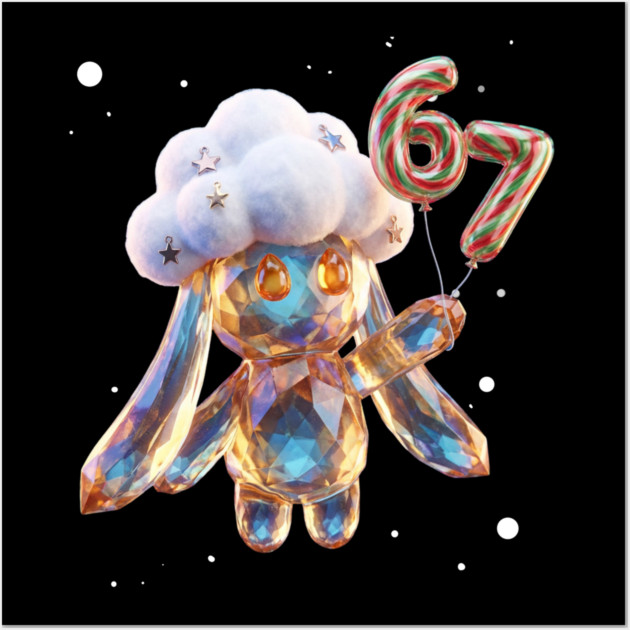 Crystal Snow-Puff Creature with Festive 67 Balloons Wall Art by Creatifly Graphic Tees