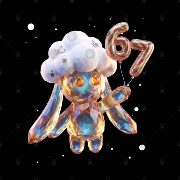 Crystal Snow-Puff Creature with Festive 67 Balloons by Creatifly Graphic Tees