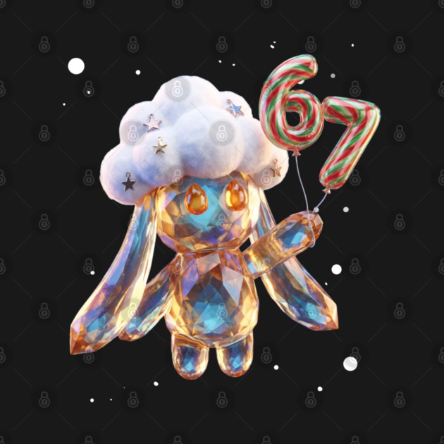 Crystal Snow-Puff Creature with Festive 67 Balloons by Creatifly Graphic Tees