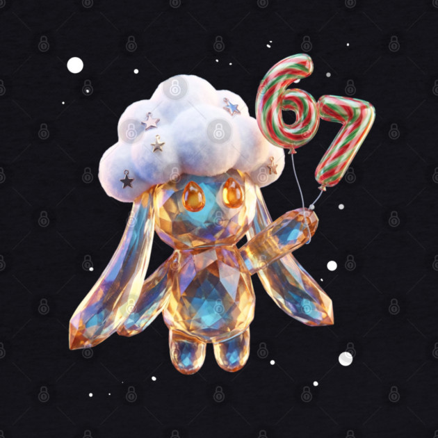 Crystal Snow-Puff Creature with Festive 67 Balloons by Creatifly Graphic Tees