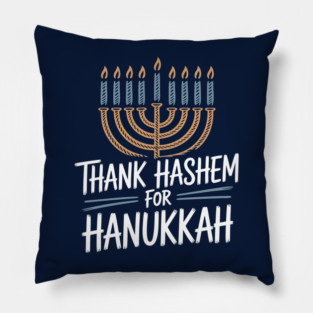 Thank HaShem for Hanukkah – Menorah Illustration Pillow