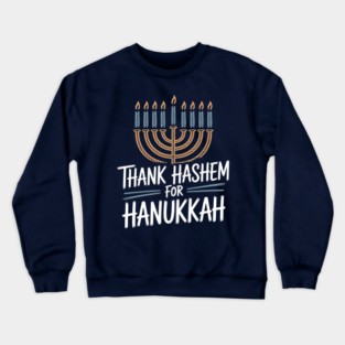 Thank HaShem for Hanukkah – Menorah Illustration Crewneck Sweatshirt