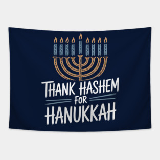 Thank HaShem for Hanukkah – Menorah Illustration Tapestry