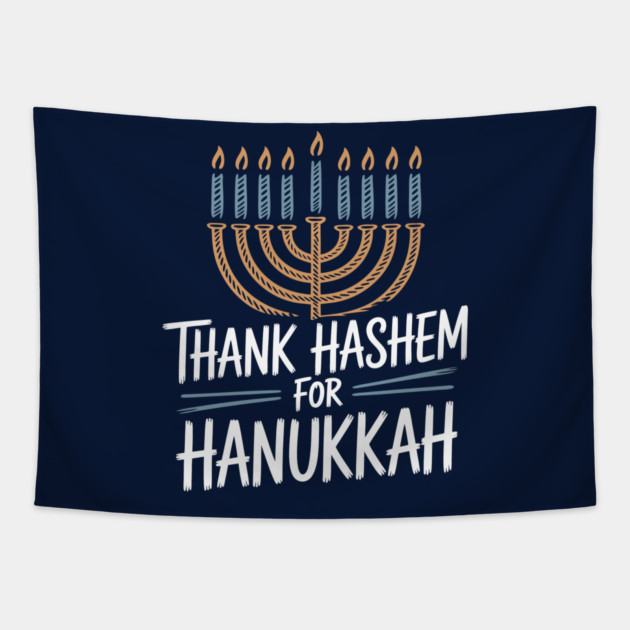 Thank HaShem for Hanukkah – Menorah Illustration Tapestry by Thank HaShem