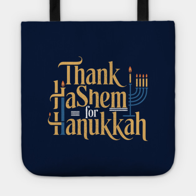 Thank HaShem for Hanukkah – Artistic Menorah Typography Tote by Thank HaShem