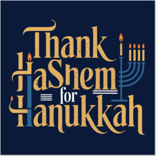 Thank HaShem for Hanukkah – Artistic Menorah Typography Posters and Art