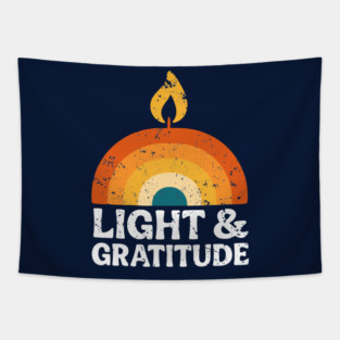 Light & Gratitude – Retro Flame Design Tapestry