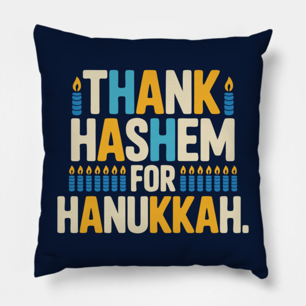 Thank HaShem for Hanukkah – Colorful Candle Design Pillow by Thank HaShem