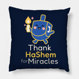 Thank HaShem for Miracles – Cute Dreidel Design Pillow
