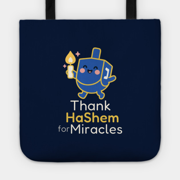 Thank HaShem for Miracles – Cute Dreidel Design Tote by Thank HaShem