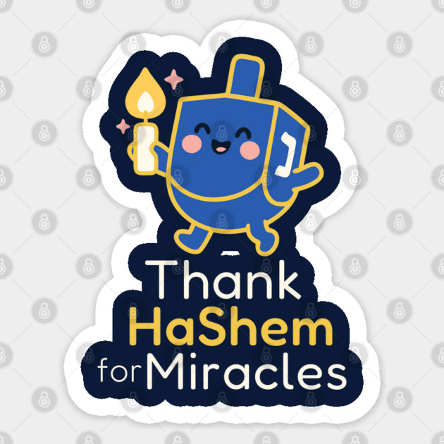 Thank HaShem for Miracles – Cute Dreidel Design Sticker by Thank HaShem