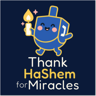 Thank HaShem for Miracles – Cute Dreidel Design Posters and Art