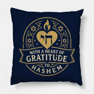 With a Heart of Gratitude to HaShem – Emblem Design Pillow