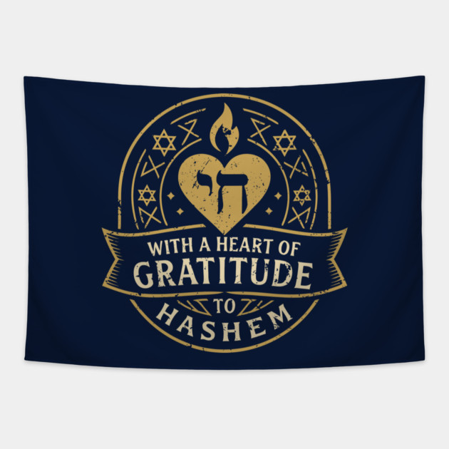 With a Heart of Gratitude to HaShem – Emblem Design Tapestry by Thank HaShem