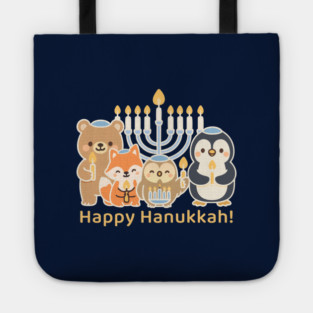 Happy Hanukkah – Cute Animal Menorah Design Tote