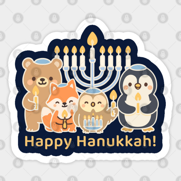 Happy Hanukkah – Cute Animal Menorah Design Sticker by Thank HaShem
