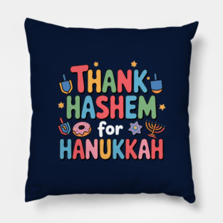 Thank HaShem for Hanukkah – Cute Colorful Holiday Design Pillow