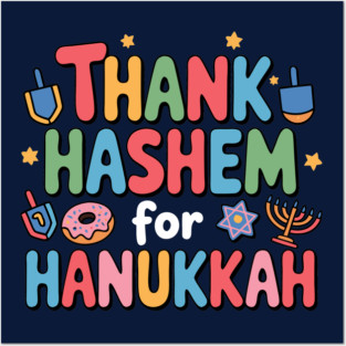 Thank HaShem for Hanukkah – Cute Colorful Holiday Design Posters and Art