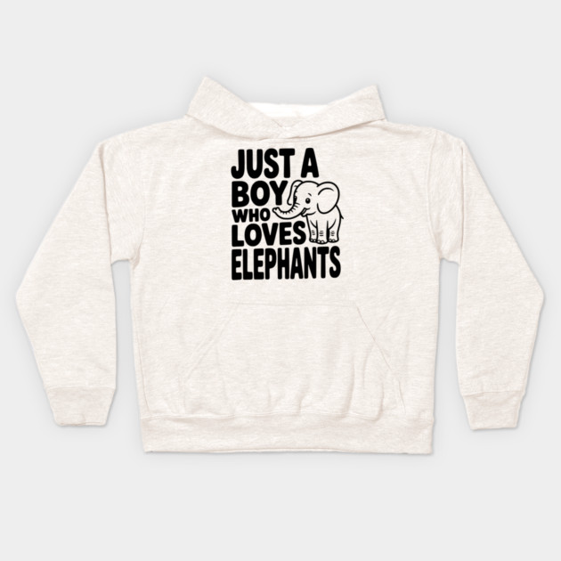 Just a Boy Who Loves Elephants Kids Hoodie by Frank Ring