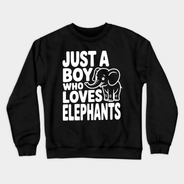 Just a Boy Who Loves Elephants Crewneck Sweatshirt by Frank Ring