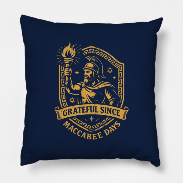 Grateful Since Maccabee Days – Maccabee Warrior Emblem Pillow by Thank HaShem