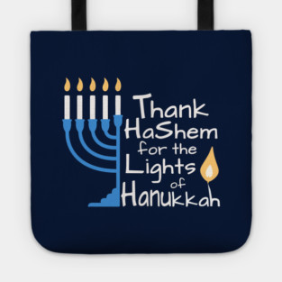 Thank HaShem for the Lights of Hanukkah – Menorah Design Tote