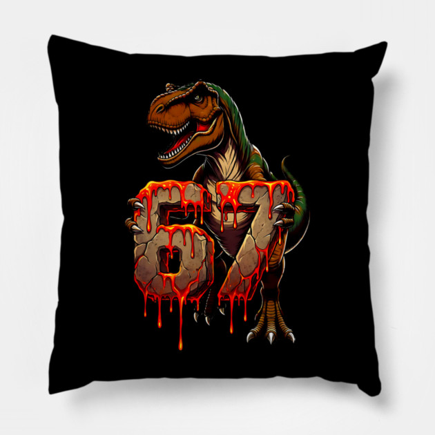 T-Rex 67 Lava design Pillow by UrbanLifeApparel