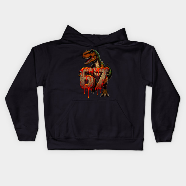 T-Rex 67 Lava design Kids Hoodie by UrbanLifeApparel