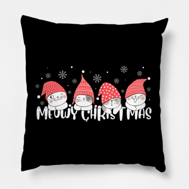 Cute Meowy Christmas Cats Pillow by Creatifly Graphic Tees