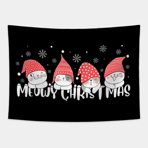 Cute Meowy Christmas Cats Tapestry by Creatifly Graphic Tees