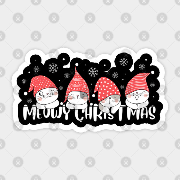 Cute Meowy Christmas Cats Sticker by Creatifly Graphic Tees