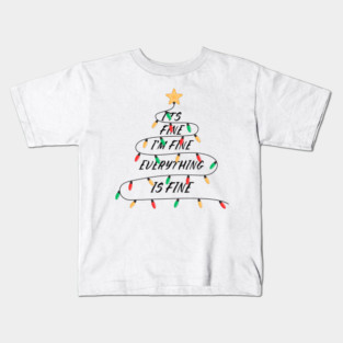 Minimalist Christmas Light Tree with Golden Star Topper Kids T-Shirt