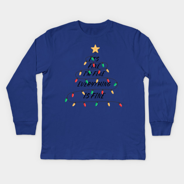 Minimalist Christmas Light Tree with Golden Star Topper Kids Long Sleeve T-Shirt by Creatifly Graphic Tees