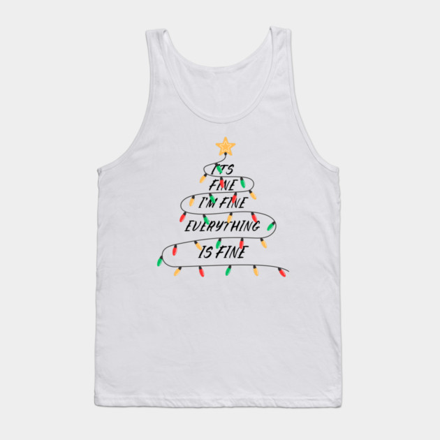 Minimalist Christmas Light Tree with Golden Star Topper Tank Top by Creatifly Graphic Tees