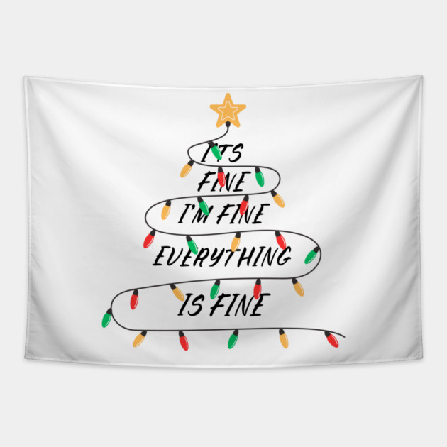 Minimalist Christmas Light Tree with Golden Star Topper Tapestry by Creatifly Graphic Tees