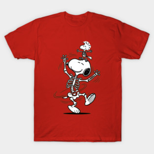 Snoopy & Woodstock Dancing Skeletons Halloween T-Shirt