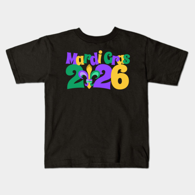 Mardi Gras 2026 fleur-de-lis Kids T-Shirt by HolidayBug