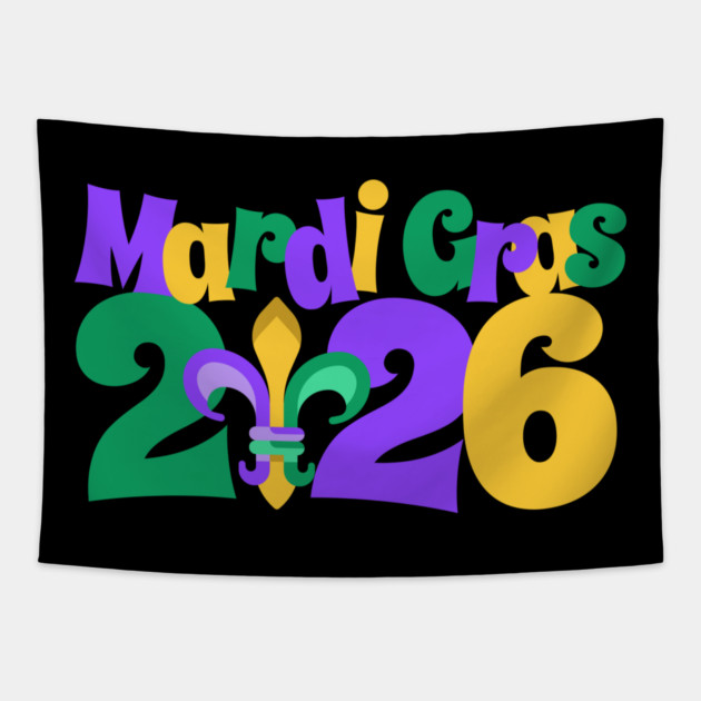 Mardi Gras 2026 fleur-de-lis Tapestry by HolidayBug
