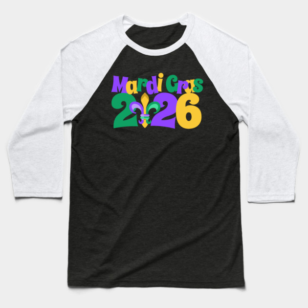 Mardi Gras 2026 fleur-de-lis Baseball T-Shirt by HolidayBug