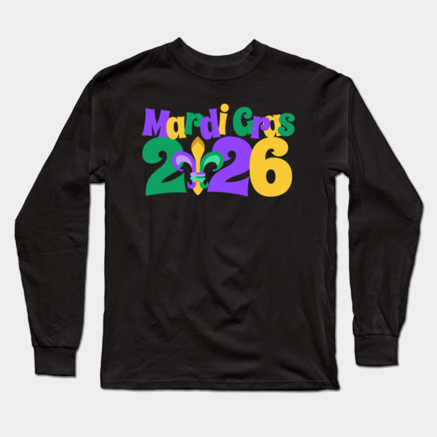 Mardi Gras 2026 fleur-de-lis Long Sleeve T-Shirt by HolidayBug