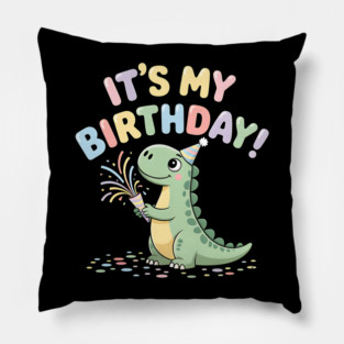 It’s My Birthday Dino – Cute Dinosaur Party Popper Kids Birthday Pillow