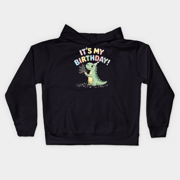 It’s My Birthday Dino – Cute Dinosaur Party Popper Kids Birthday Kids Hoodie by ArtistTee ⭐⭐⭐⭐⭐