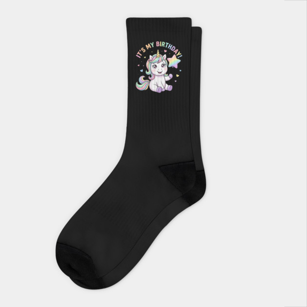 It’s My Birthday Unicorn – Cute Star Balloon Girls Birthday Socks by ArtistTee ⭐⭐⭐⭐⭐