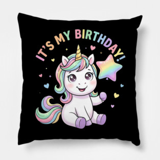 It’s My Birthday Unicorn – Cute Star Balloon Girls Birthday Pillow