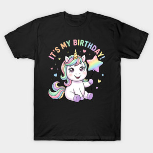 It’s My Birthday Unicorn – Cute Star Balloon Girls Birthday T-Shirt